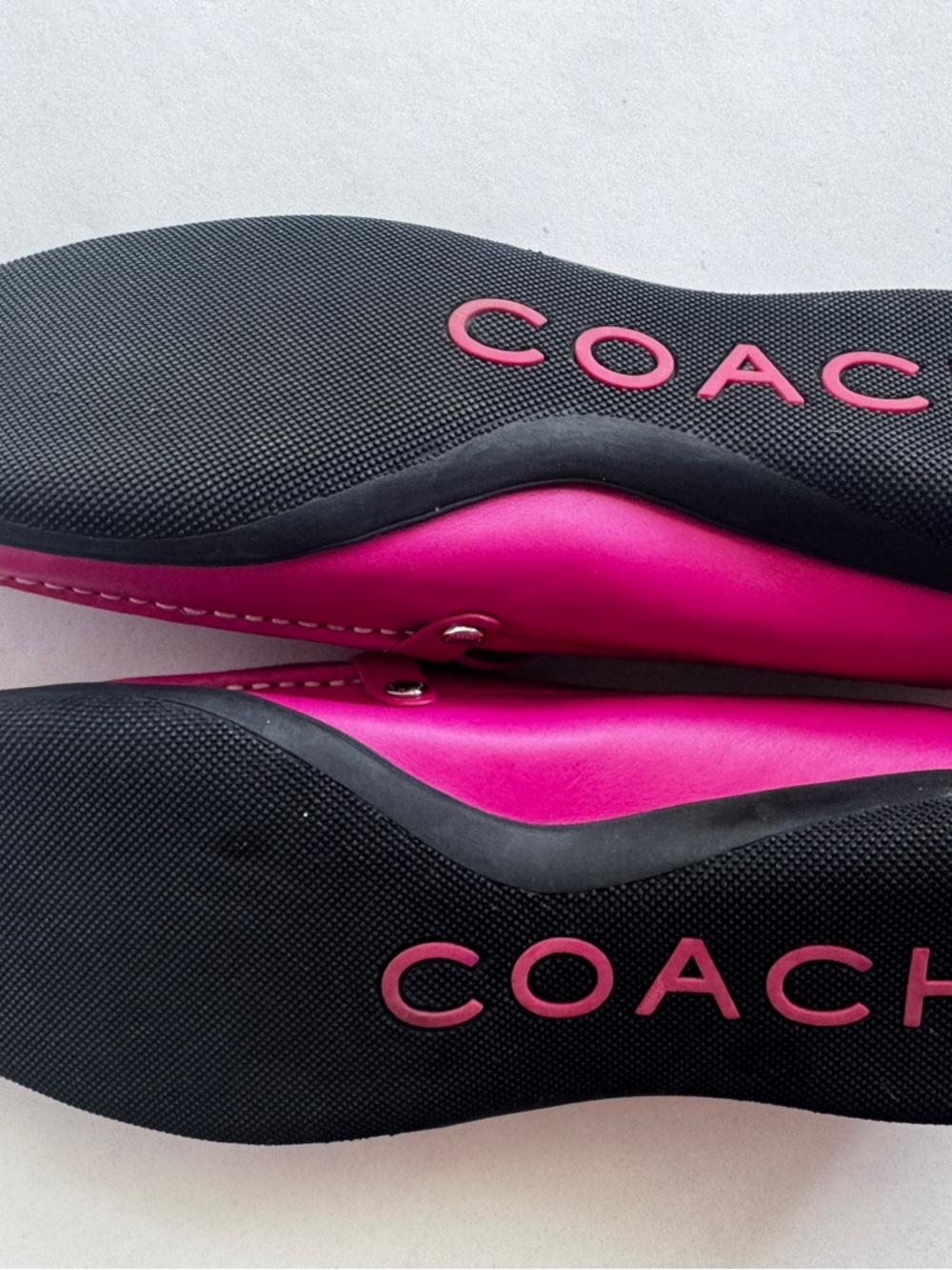 Coach Daisy Loafer Fuchsia Pink Leather Driver Flat White Stitch Size 11.5 - Picture 7 of 14